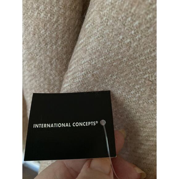 INC International Concepts Plaid Color Block Scarf/Wrap/Shawl BLUSH/BEIGE NEW - Picture 4 of 7